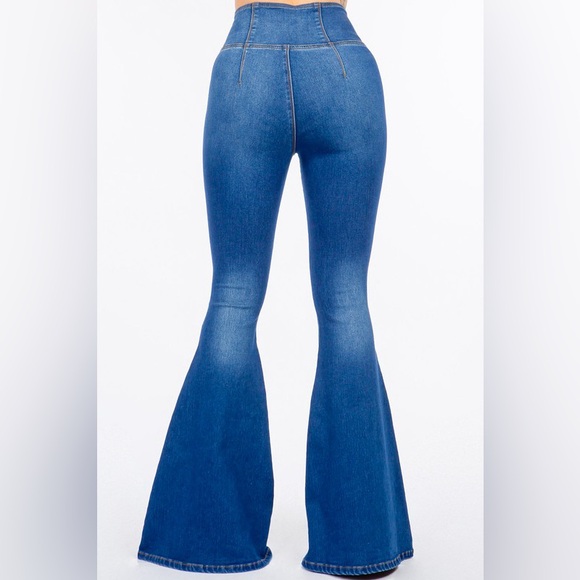Women's Flare Jeans - Blue - Picture 3 of 4